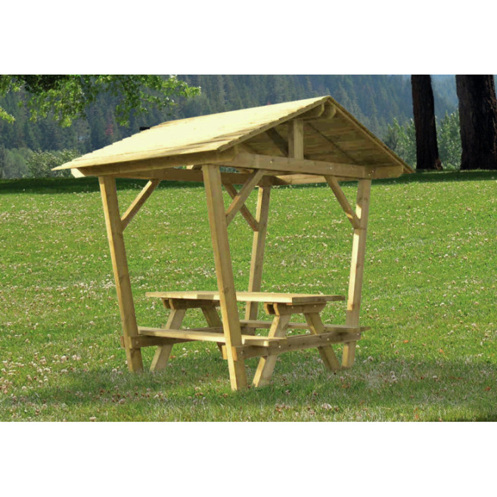 Table pique-nique bois avec ombrière