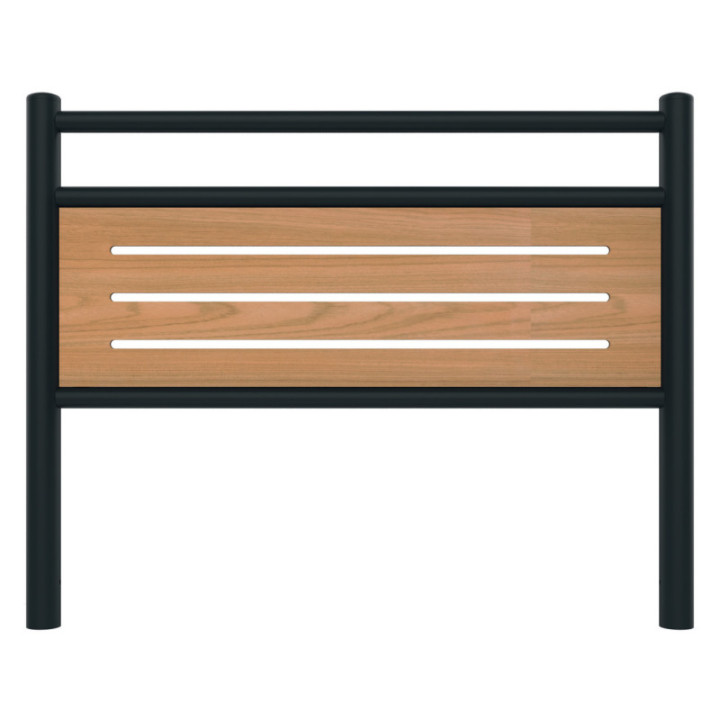 Longueur 150 cm, poteaux ronds - Panneau HPL teinte Teck