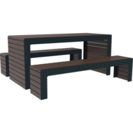 Table pique nique métal imitation bois Morette