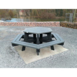 Table pique-nique hexagonale plastique recyclé Gala