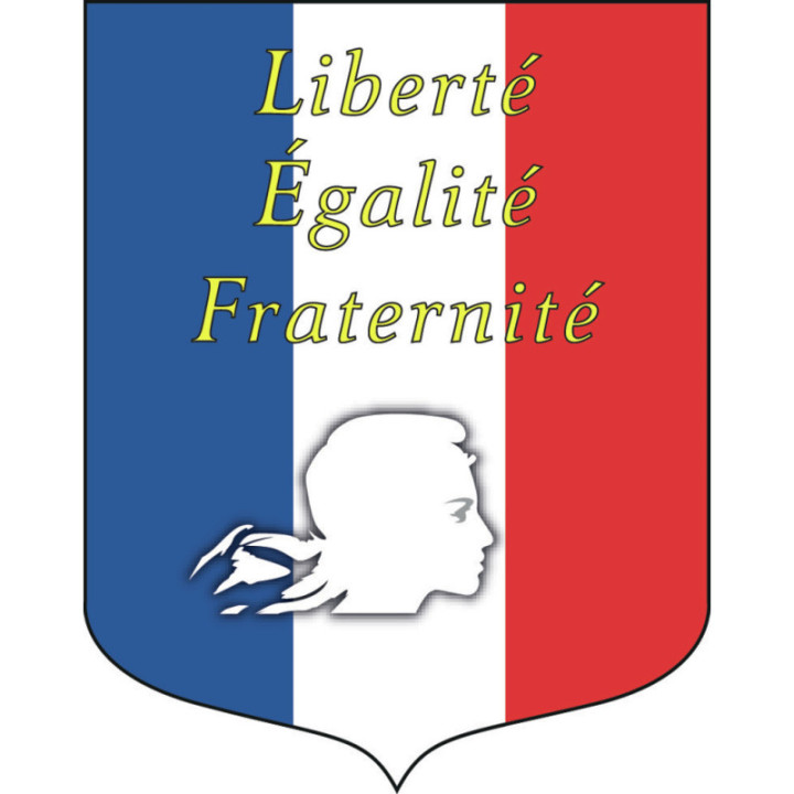 Lot n°2 bis écusson tricolore + drapeaux + charte laïcité + panneau DDHC