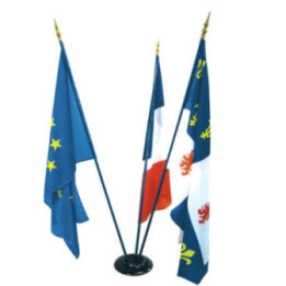 Lot pavoisement : drapeau France + U.E. + Province + socle