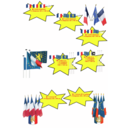 Lot pavoisement : 3 pavillons + 3 mâts + 3 manchons