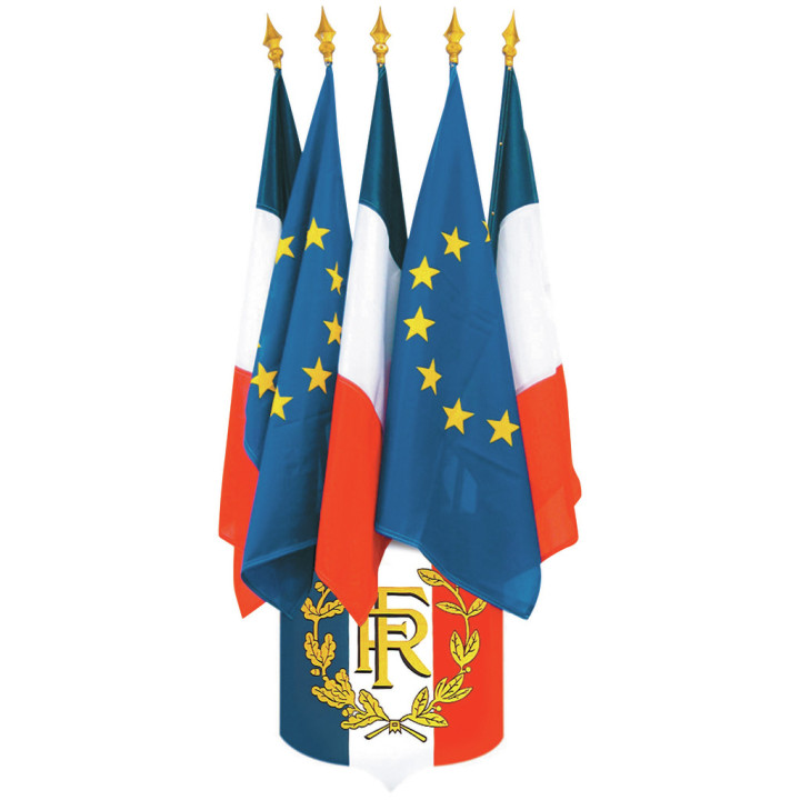 Lot pavoisement : 1 écusson + 5 drapeaux