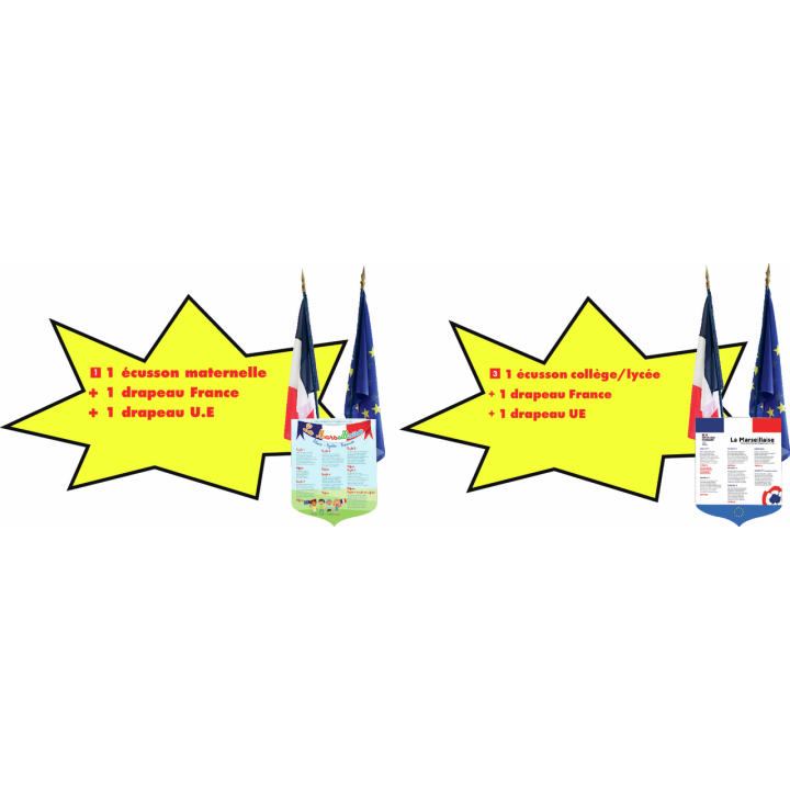 Lot n°1 loi Blanquer : écusson Marseillaise maternelle + drapeaux