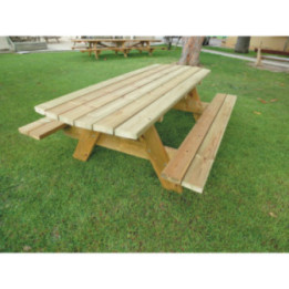Table pique-nique bois plateau cintré accès PMR