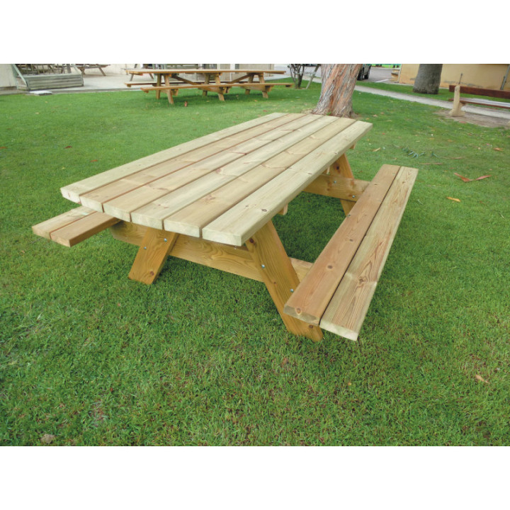 Table pique-nique bois plateau cintré accès PMR