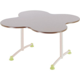 Fleur : table forme curviligne sur base ronde.