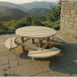 Table pique-nique bois ronde Groseille