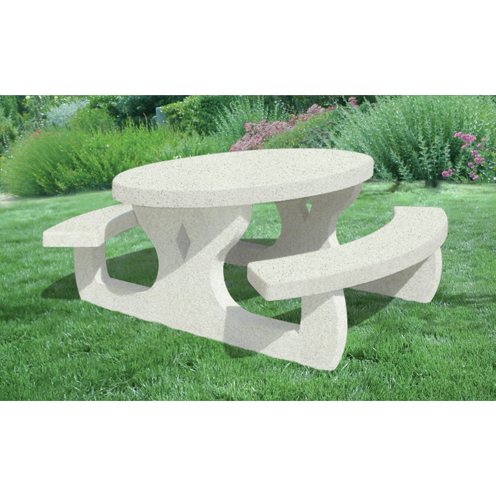 Table pique-nique béton Ovale