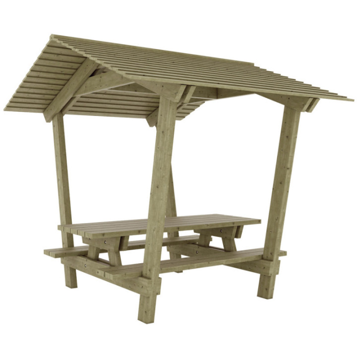 Table pique-nique bois Sanary avec toit