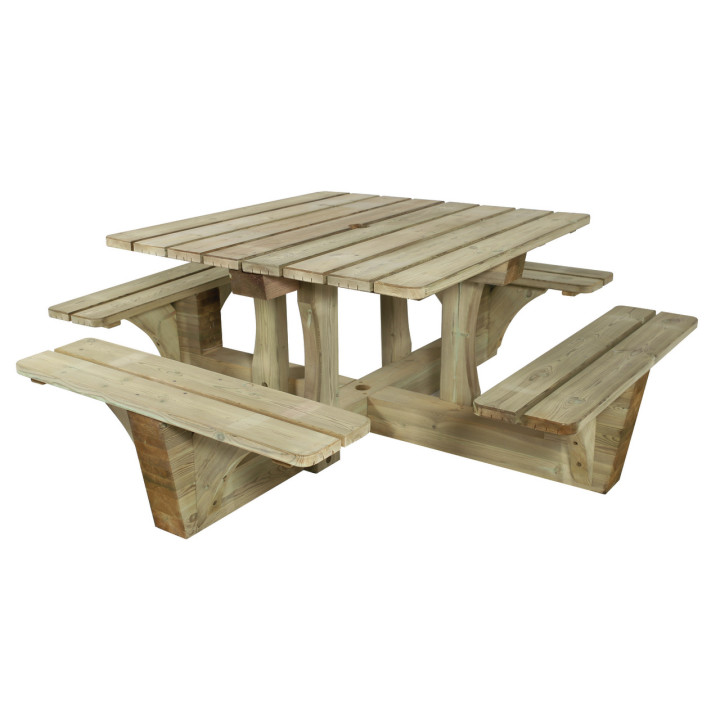 Table pique-nique bois carrée Romans