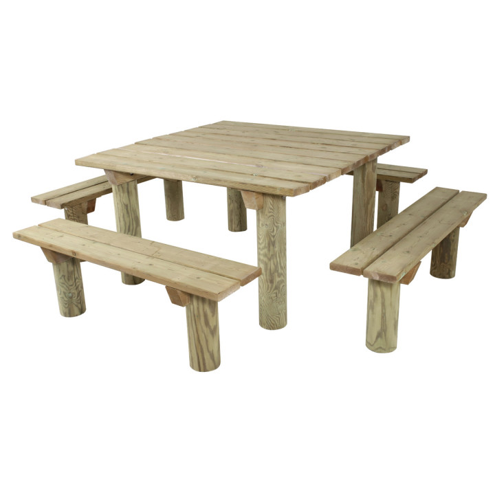 Table pique-nique bois carrée Cassis