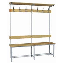 Banc simple face 7 patères // avec option porte bagages // et porte chaussures