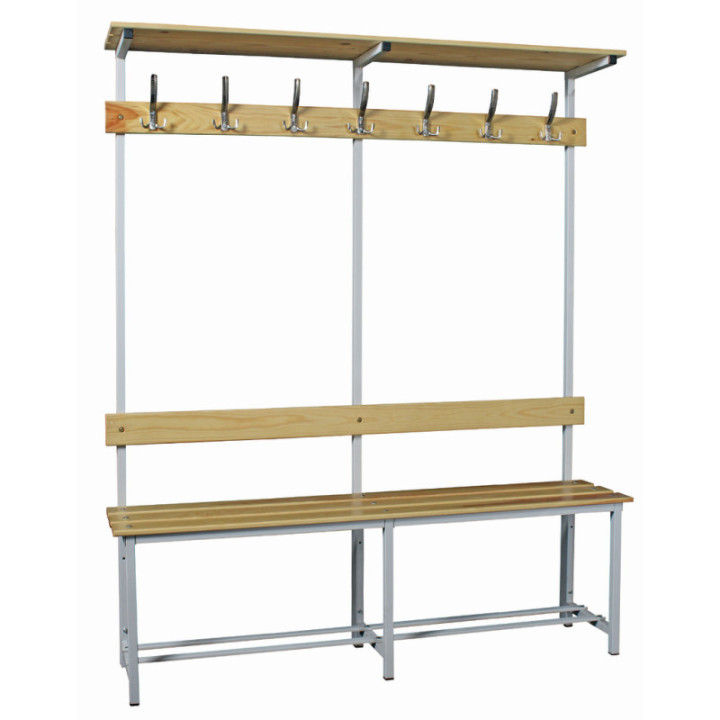 Banc simple face 7 patères // avec option porte bagages // et porte chaussures