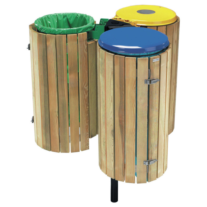 Poteau pour poubelle 3 flux