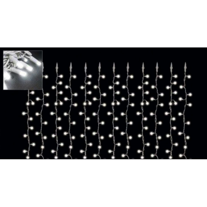 Rideau fixe 12 descentes en LED caoutchouc blanc