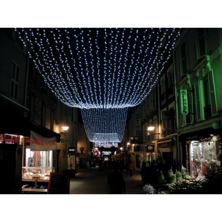Rideau fixe 12 descentes en LED caoutchouc noir