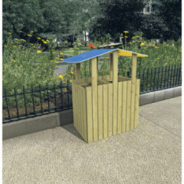 Poubelle tri sélectif bois 2 x 100 L Éco Duo