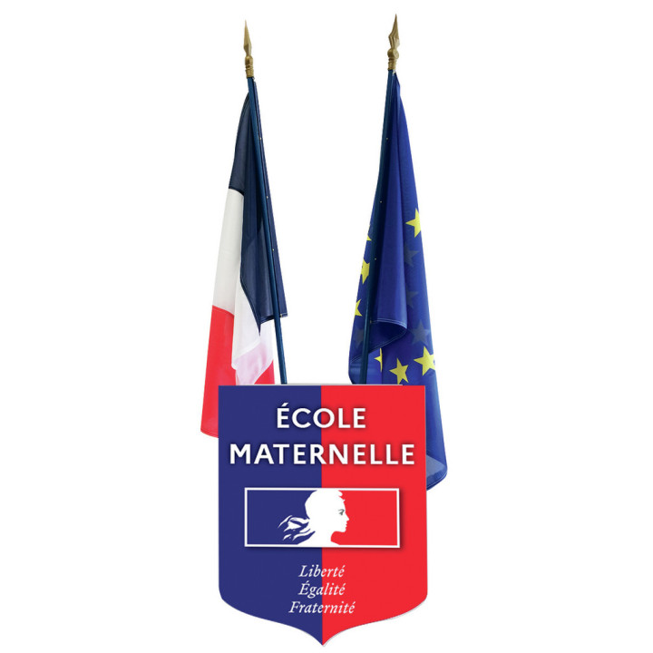 Lot n°1 pavoisement école : écusson personnalisé + drapeaux