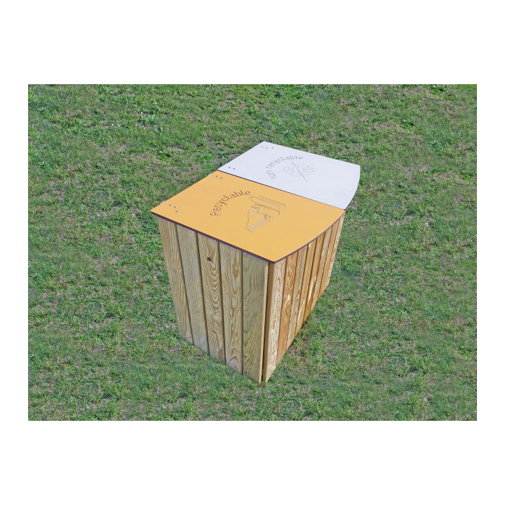2 tables pique-nique Forestière + 1 corbeille de tri Poitevine